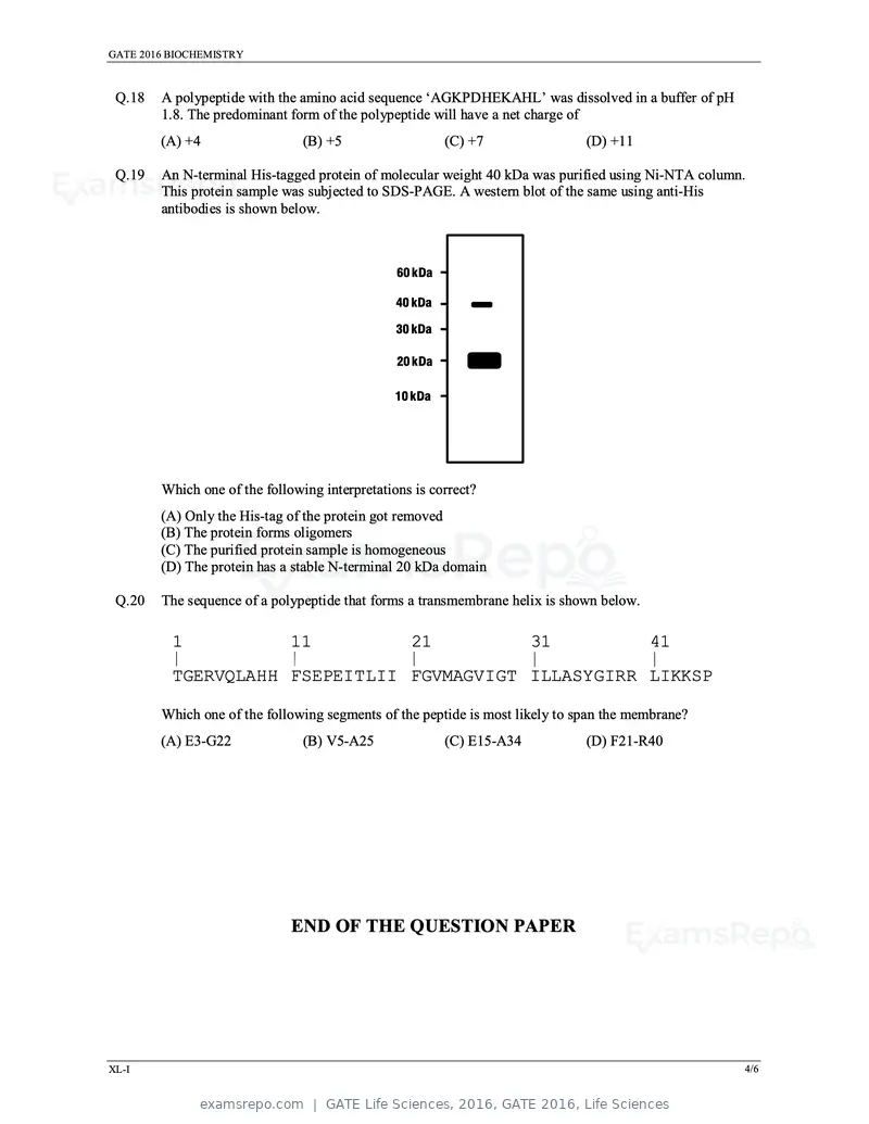 GATE Life Sciences 2016 question paper, GATE 2016, Life Sciences, page 10 of 31