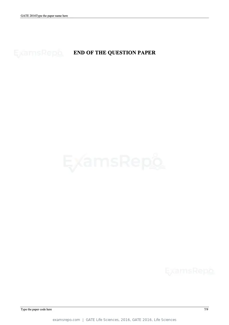 GATE Life Sciences 2016 question paper, GATE 2016, Life Sciences, page 17 of 31