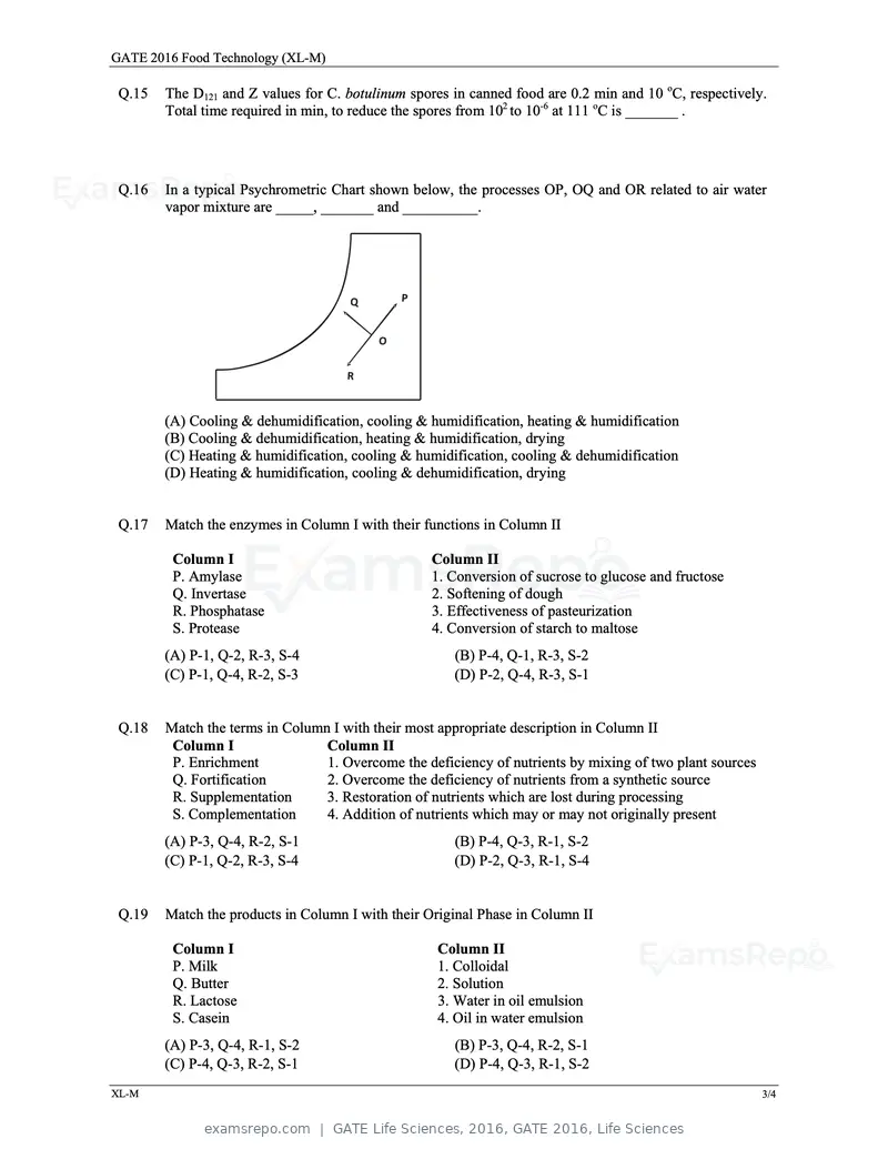 GATE Life Sciences 2016 question paper, GATE 2016, Life Sciences, page 27 of 31