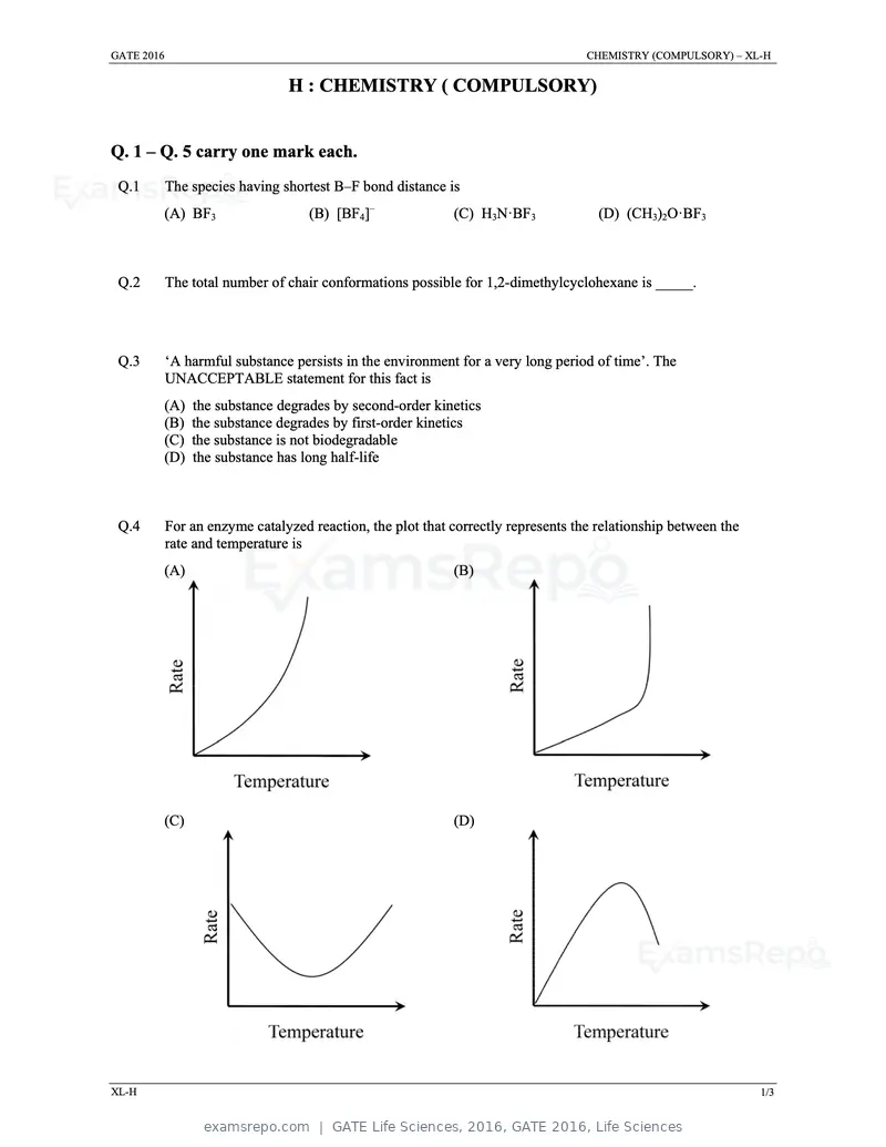 GATE Life Sciences 2016 question paper, GATE 2016, Life Sciences, page 4 of 31
