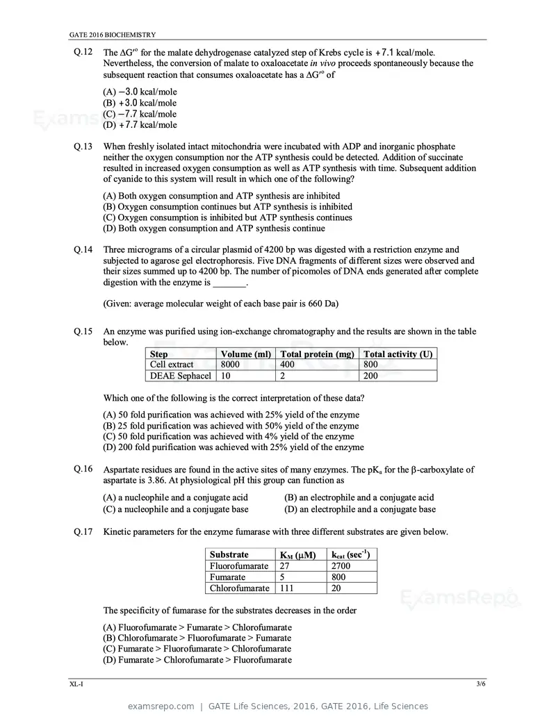GATE Life Sciences 2016 question paper, GATE 2016, Life Sciences, page 9 of 31