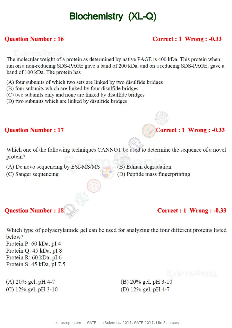 GATE Life Sciences 2017 question paper, GATE 2017, Life Sciences, page 10 of 59