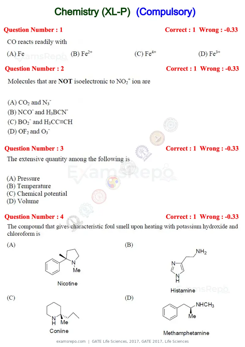 GATE Life Sciences 2017 question paper, GATE 2017, Life Sciences, page 2 of 59