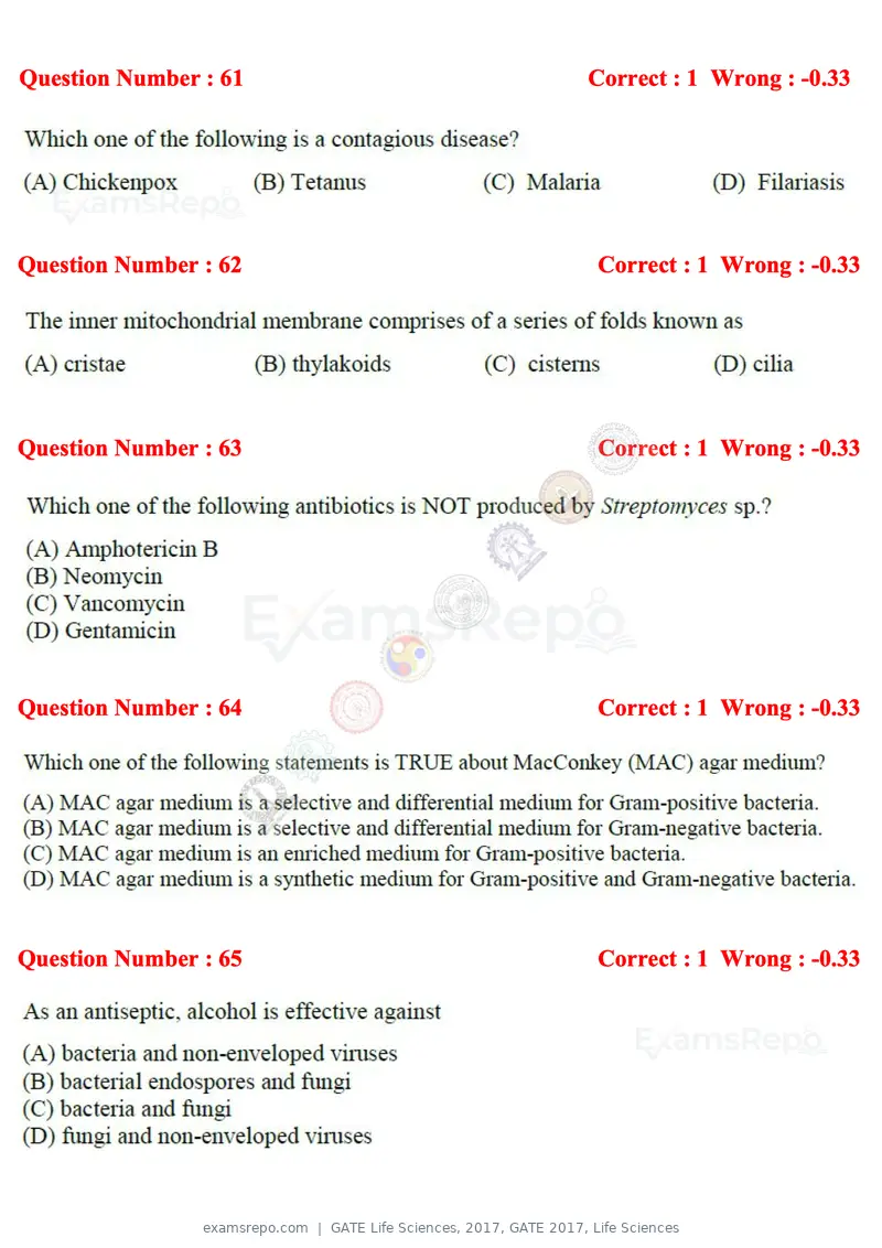 GATE Life Sciences 2017 question paper, GATE 2017, Life Sciences, page 30 of 59