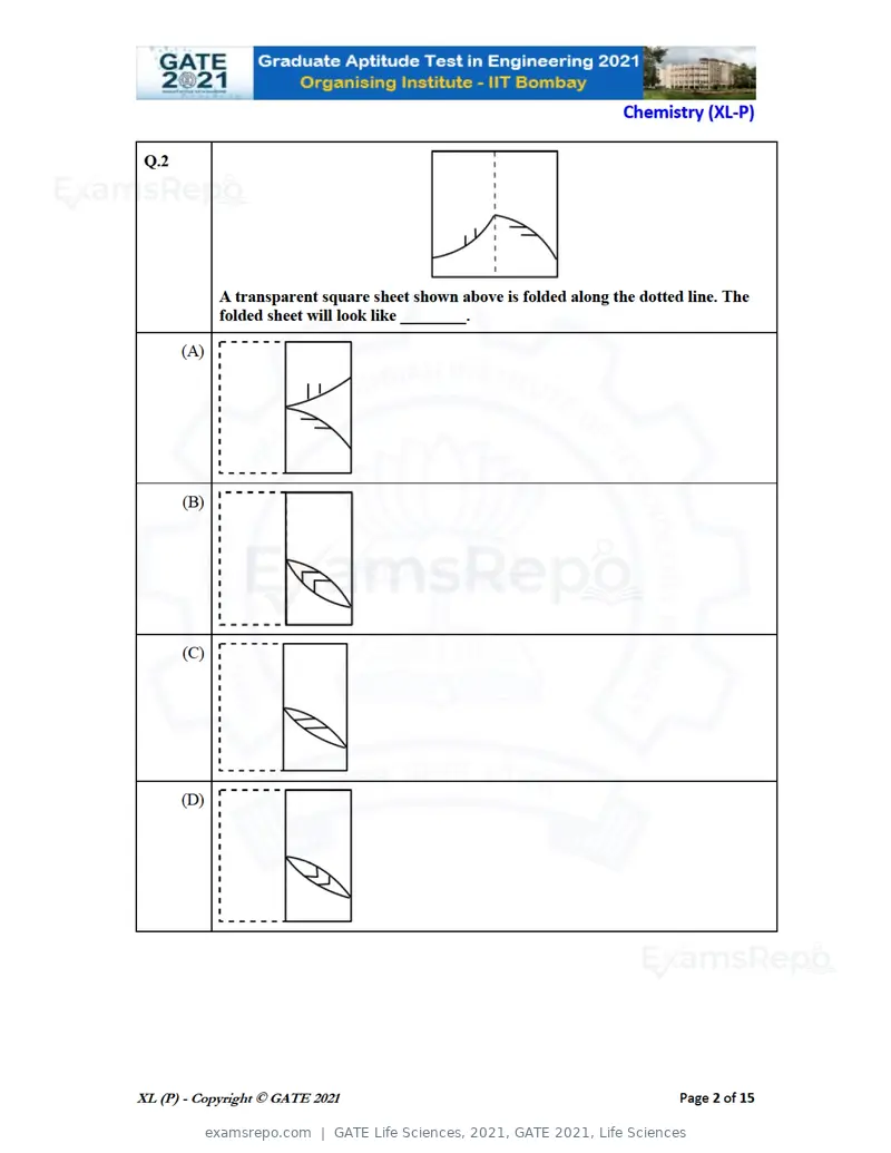 GATE Life Sciences 2021 question paper, GATE 2021, Life Sciences, page 2 of 67