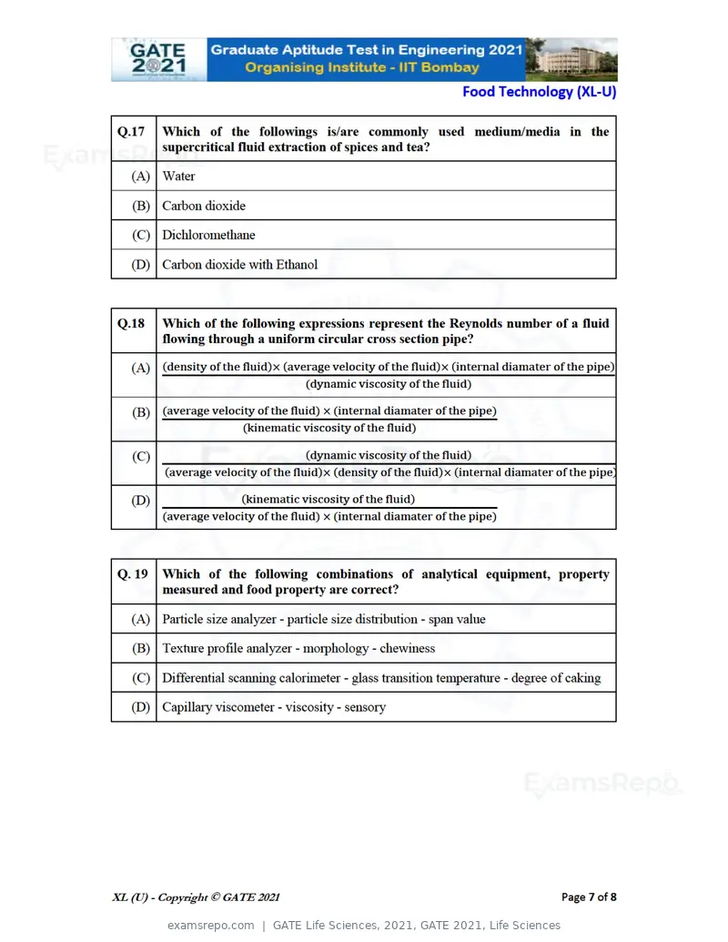 GATE Life Sciences 2021 question paper, GATE 2021, Life Sciences, page 65 of 67