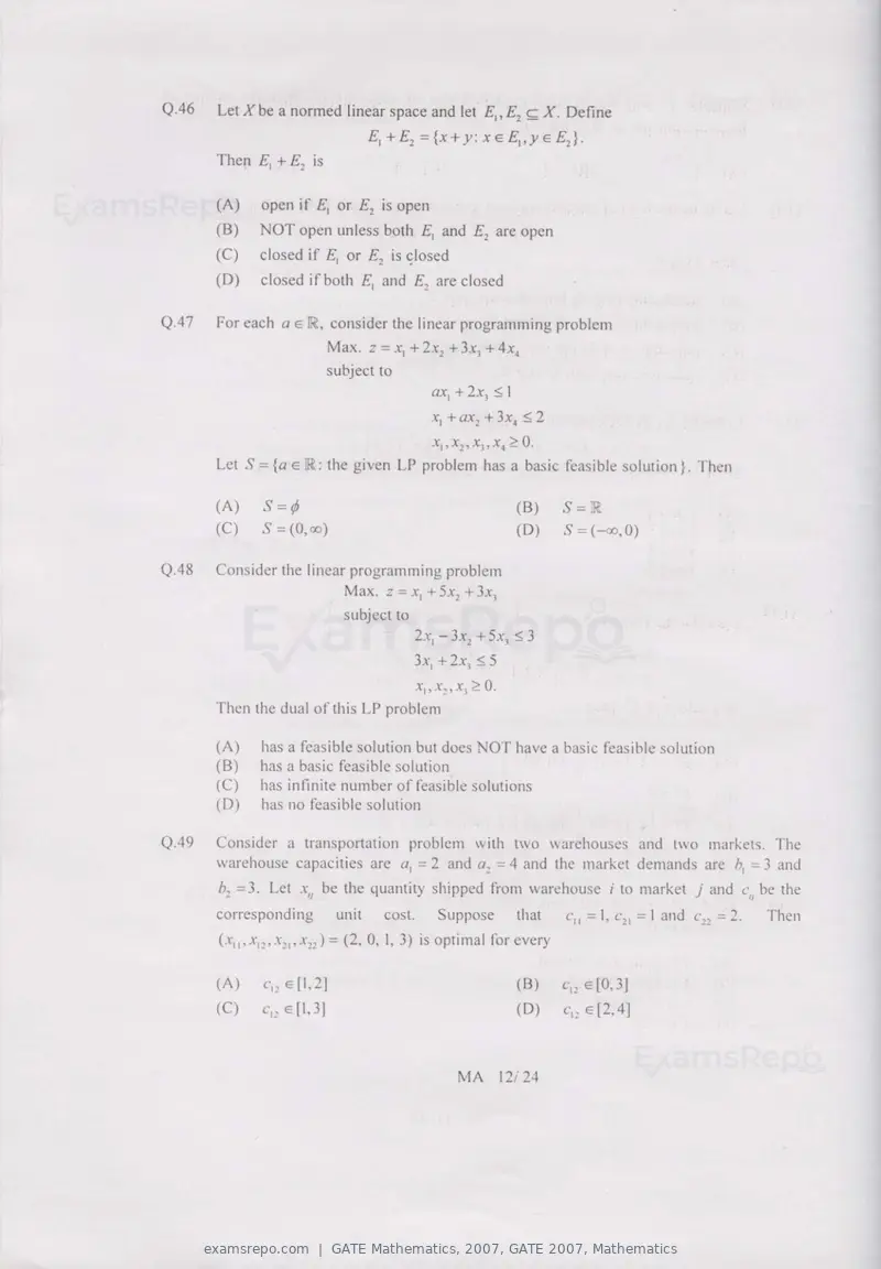 GATE Mathematics 2007 question paper, GATE 2007, Mathematics, page 12 of 20