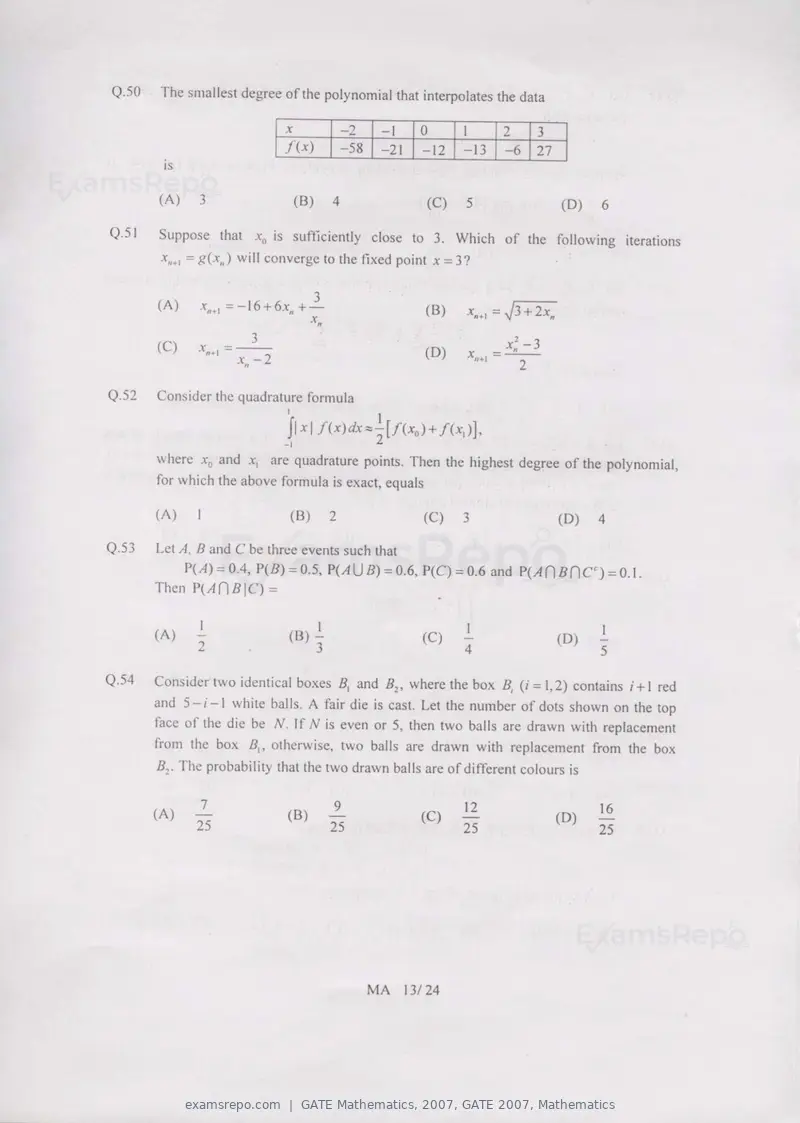GATE Mathematics 2007 question paper, GATE 2007, Mathematics, page 13 of 20