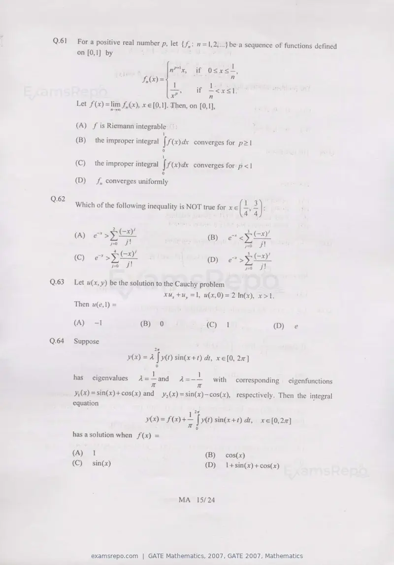 GATE Mathematics 2007 question paper, GATE 2007, Mathematics, page 15 of 20