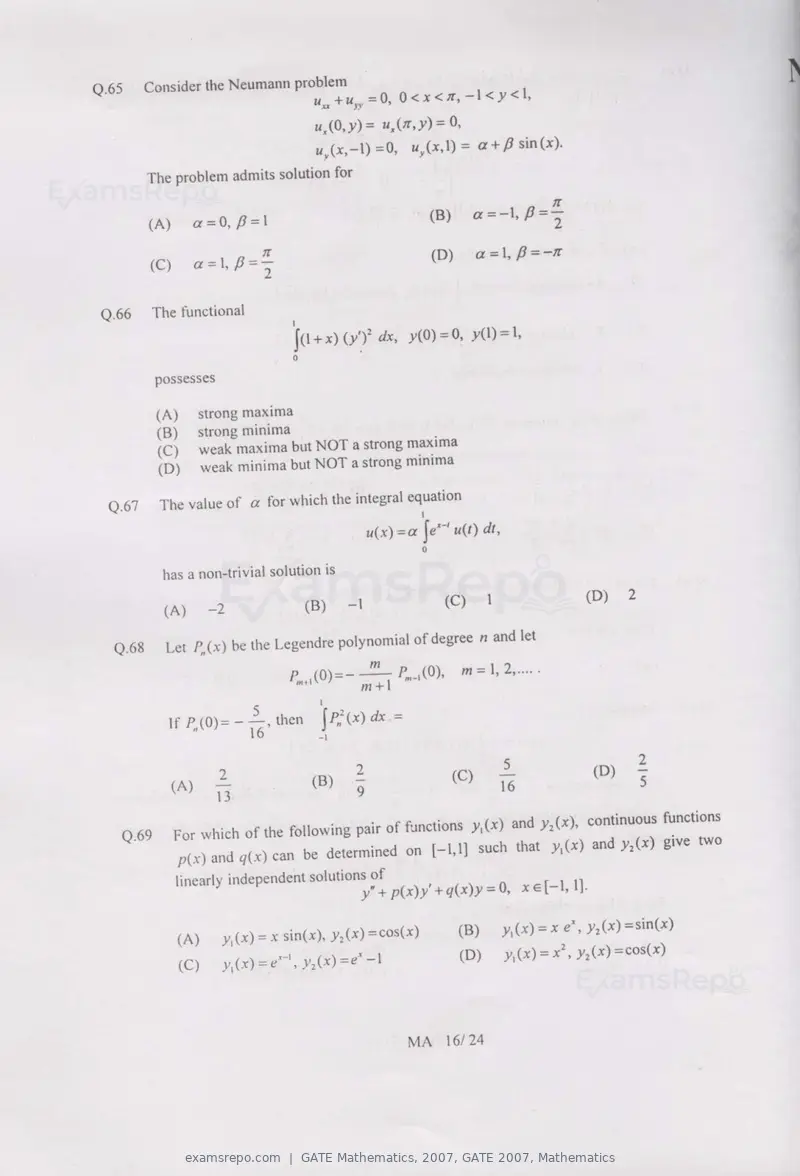 GATE Mathematics 2007 question paper, GATE 2007, Mathematics, page 16 of 20