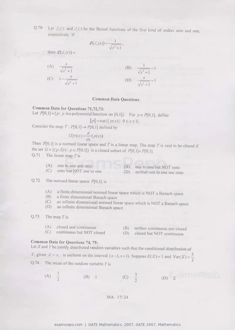 GATE Mathematics 2007 question paper, GATE 2007, Mathematics, page 17 of 20