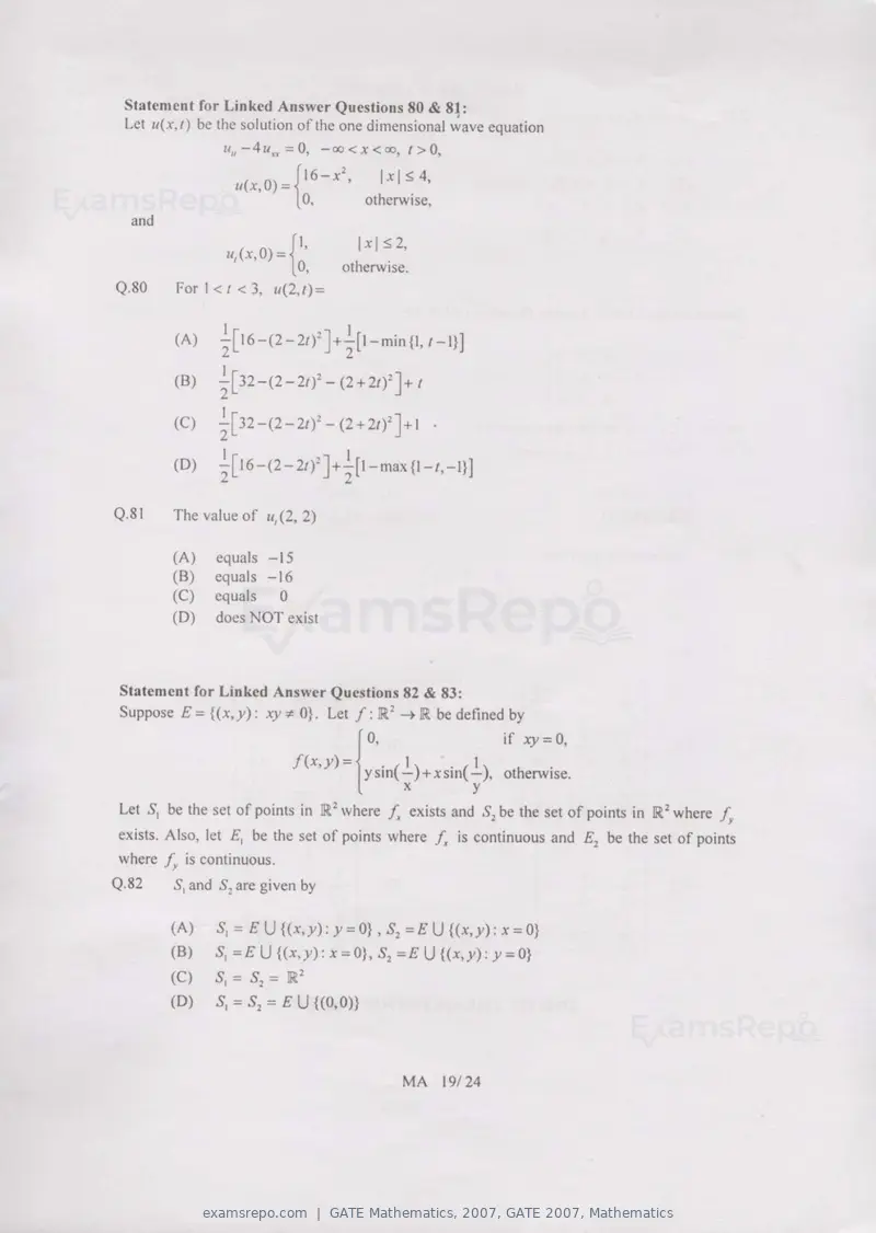 GATE Mathematics 2007 question paper, GATE 2007, Mathematics, page 19 of 20