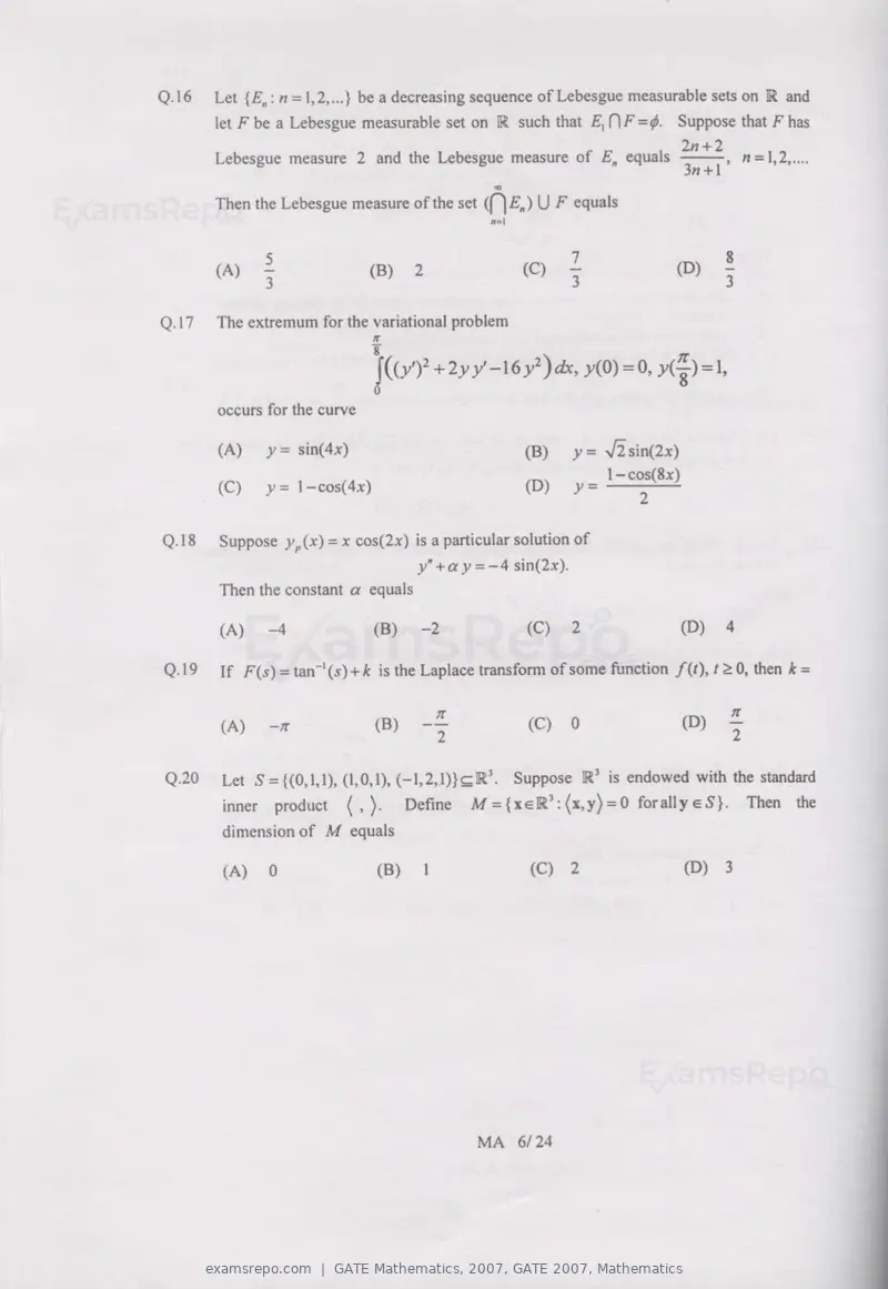 GATE Mathematics 2007 question paper, GATE 2007, Mathematics, page 6 of 20