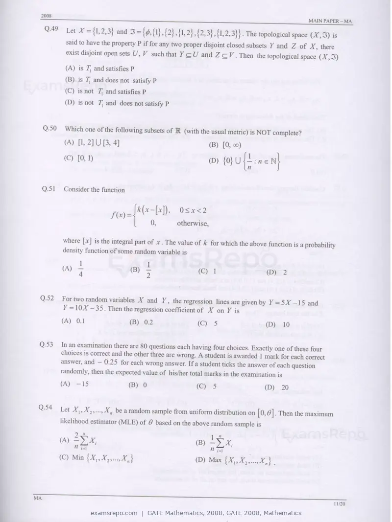 GATE Mathematics 2008 question paper, GATE 2008, Mathematics, page 11 of 16