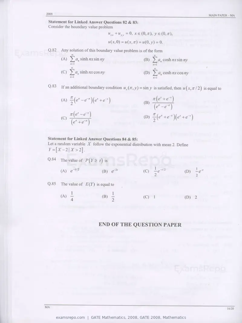 GATE Mathematics 2008 question paper, GATE 2008, Mathematics, page 16 of 16