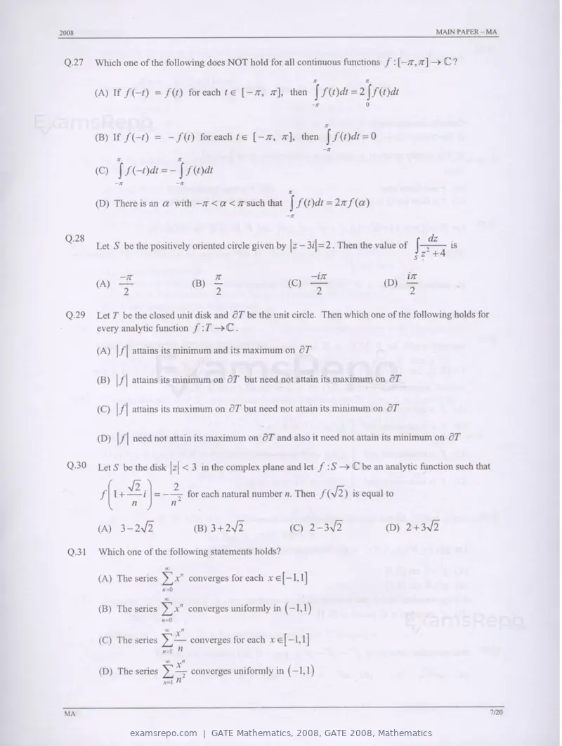 GATE Mathematics 2008 question paper, GATE 2008, Mathematics, page 7 of 16