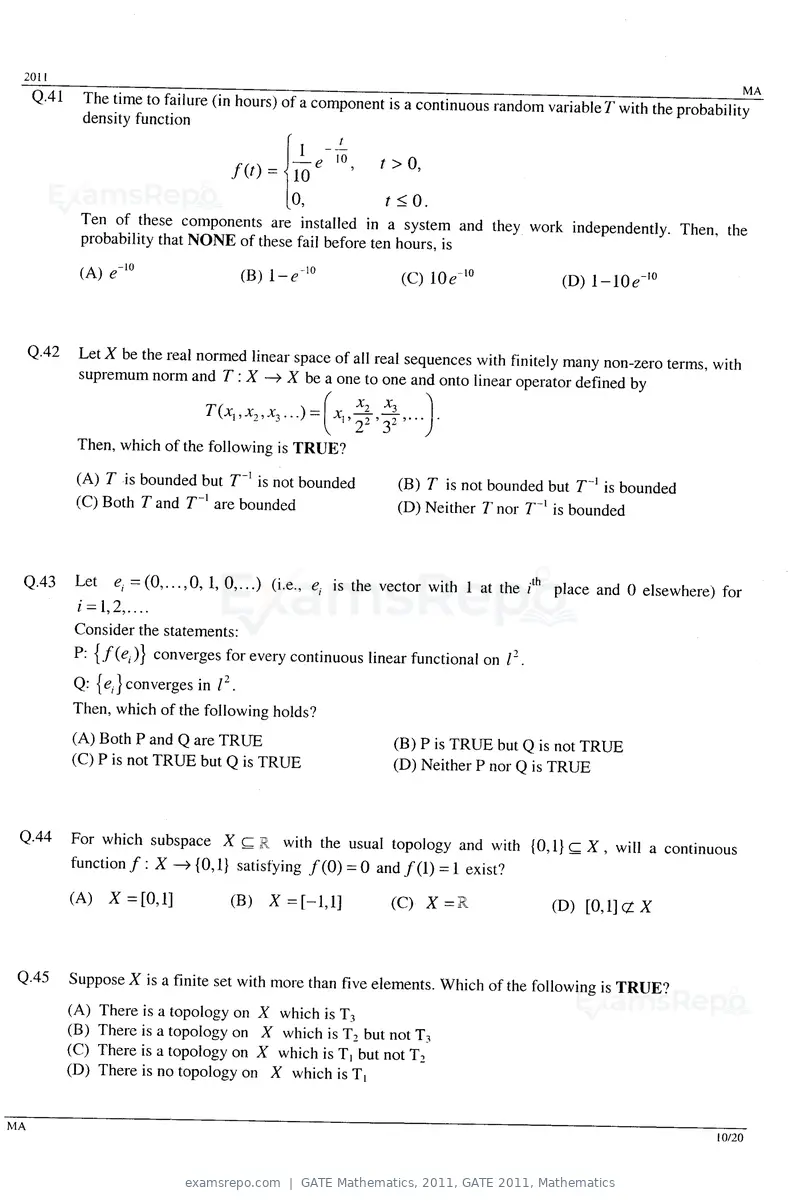 GATE Mathematics 2011 question paper, GATE 2011, Mathematics, page 10 of 15