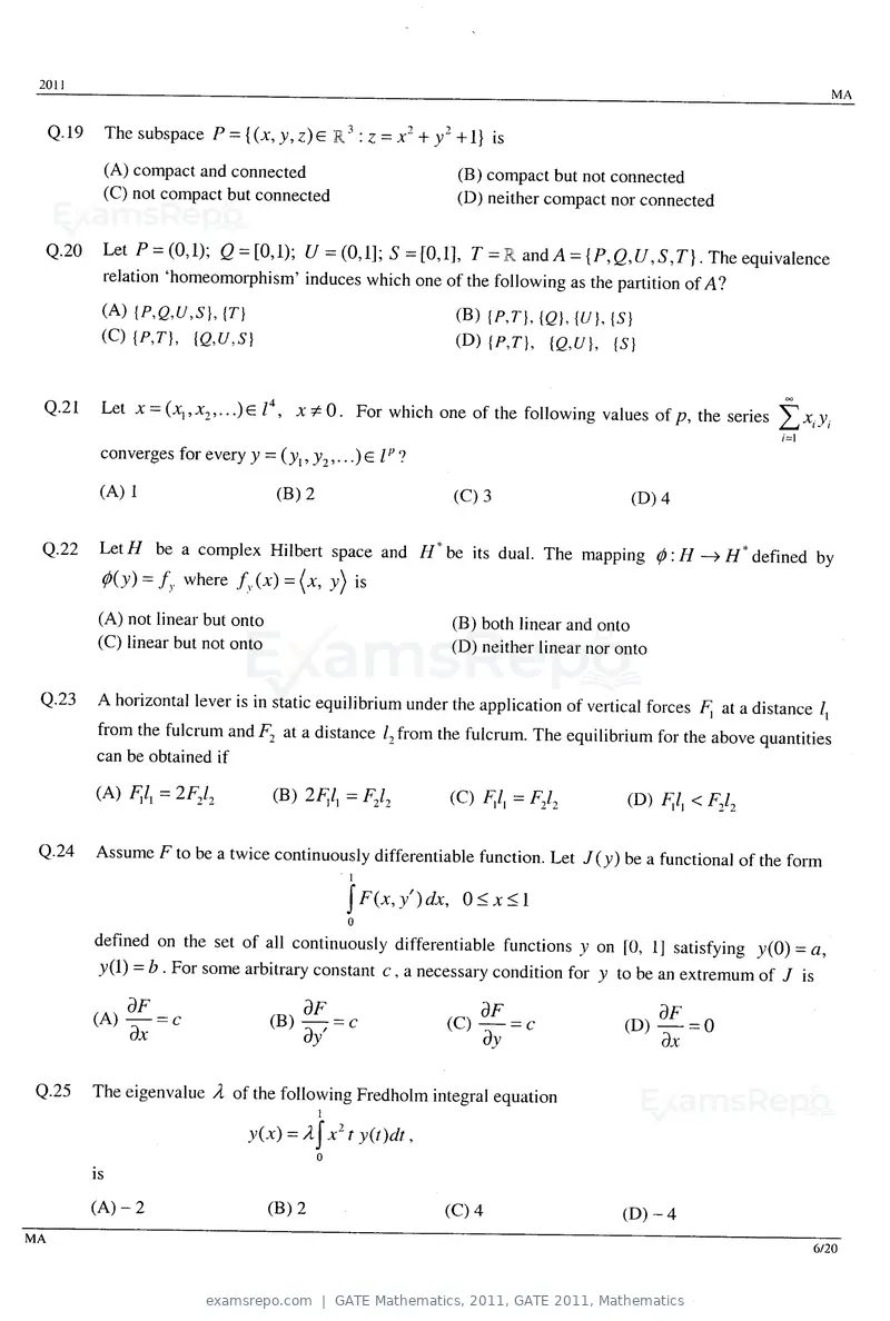 GATE Mathematics 2011 question paper, GATE 2011, Mathematics, page 6 of 15