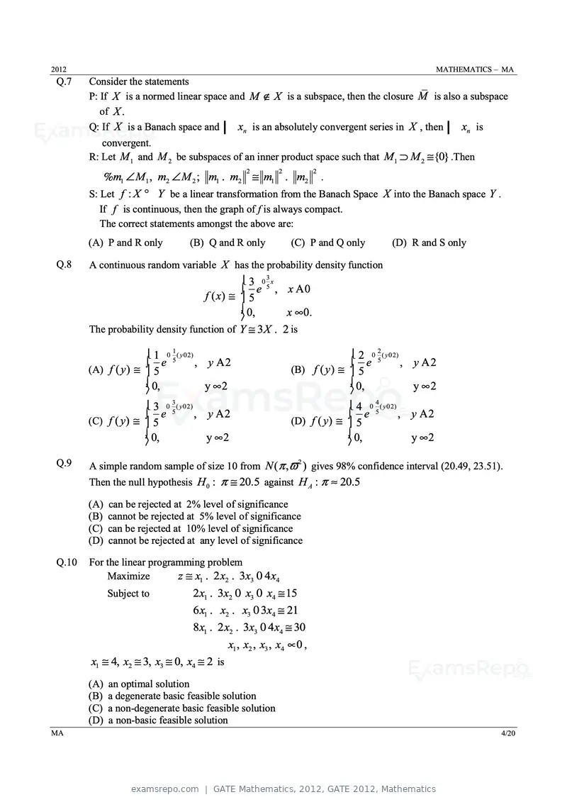 GATE Mathematics 2012 question paper, GATE 2012, Mathematics, page 4 of 15