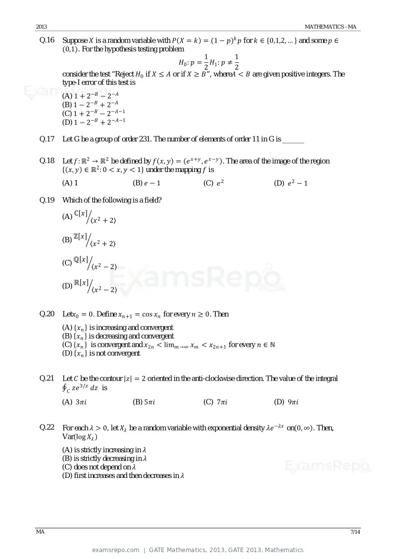 GATE Mathematics 2013 question paper, GATE 2013, Mathematics, page 7 of 14