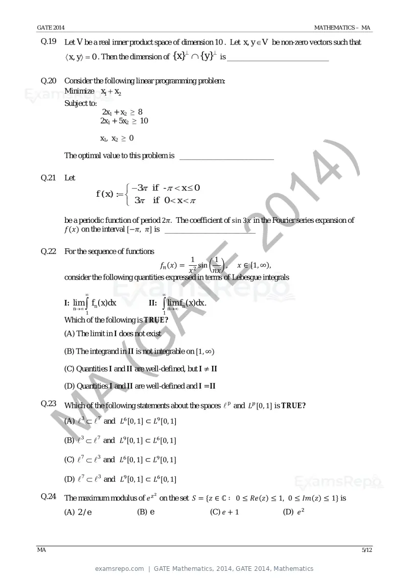 GATE Mathematics 2014 question paper, GATE 2014, Mathematics, page 11 of 19