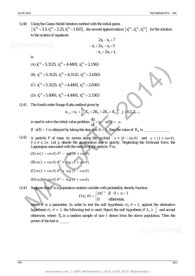 GATE Mathematics 2014 question paper, GATE 2014, Mathematics, page 15 of 19