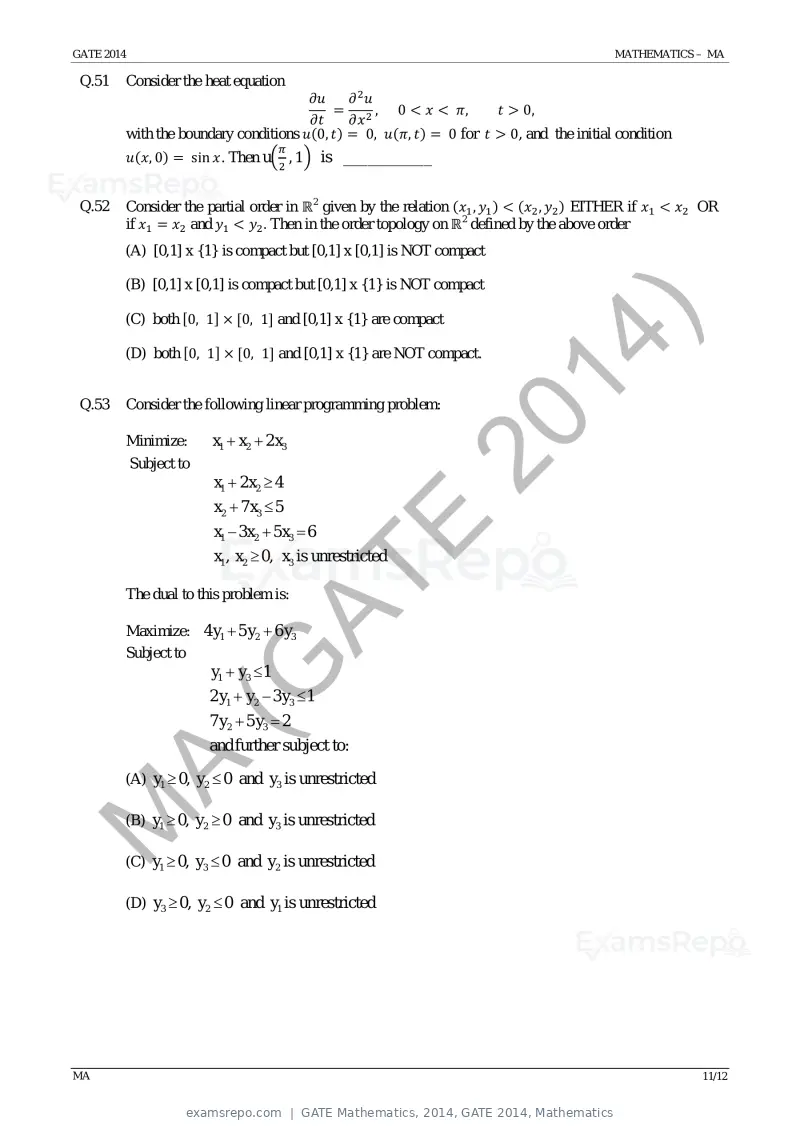 GATE Mathematics 2014 question paper, GATE 2014, Mathematics, page 17 of 19