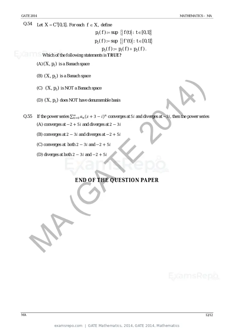 GATE Mathematics 2014 question paper, GATE 2014, Mathematics, page 18 of 19