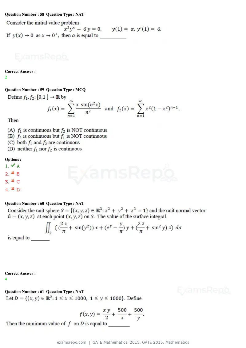 GATE Mathematics 2015 question paper, GATE 2015, Mathematics, page 17 of 19