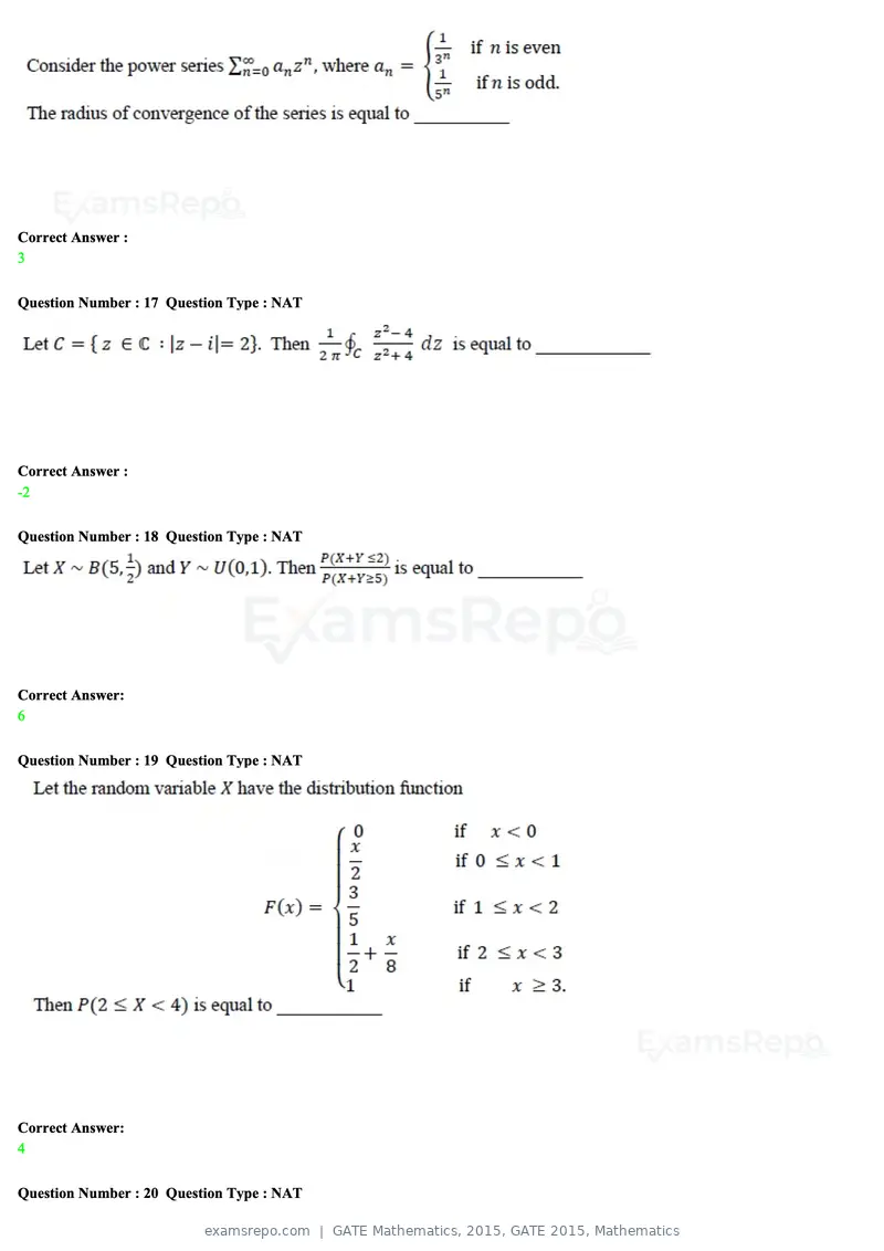 GATE Mathematics 2015 question paper, GATE 2015, Mathematics, page 6 of 19