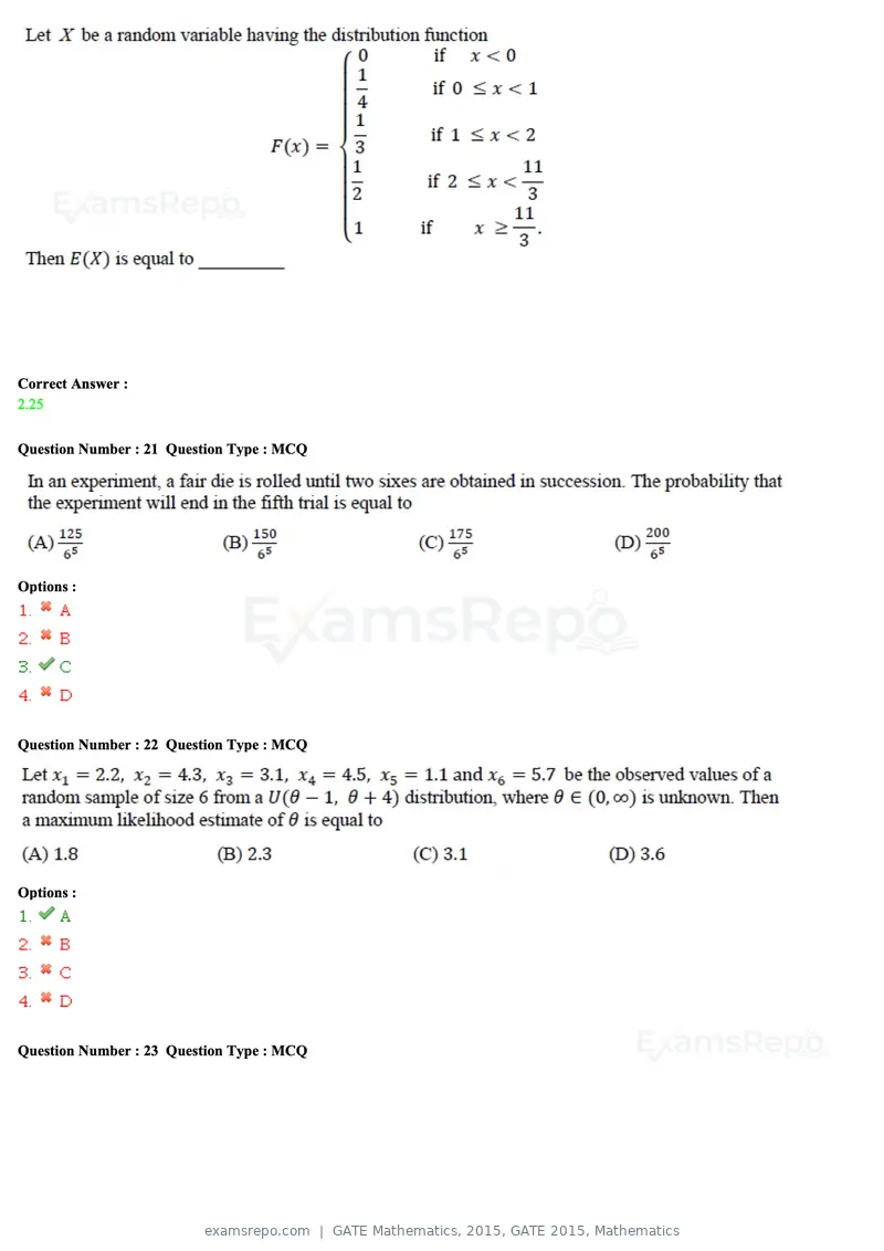 GATE Mathematics 2015 question paper, GATE 2015, Mathematics, page 7 of 19