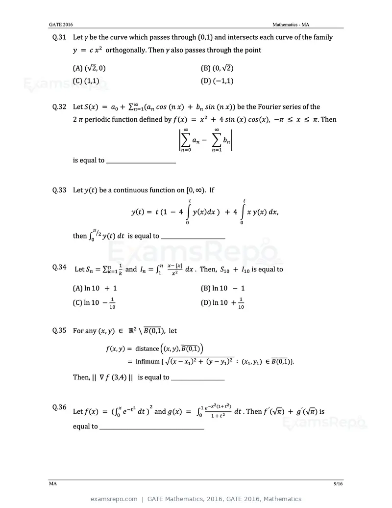 GATE Mathematics 2016 question paper, GATE 2016, Mathematics, page 12 of 21