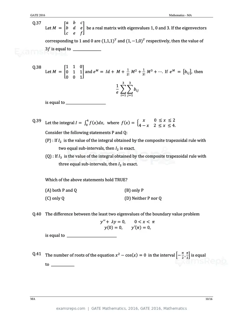 GATE Mathematics 2016 question paper, GATE 2016, Mathematics, page 13 of 21