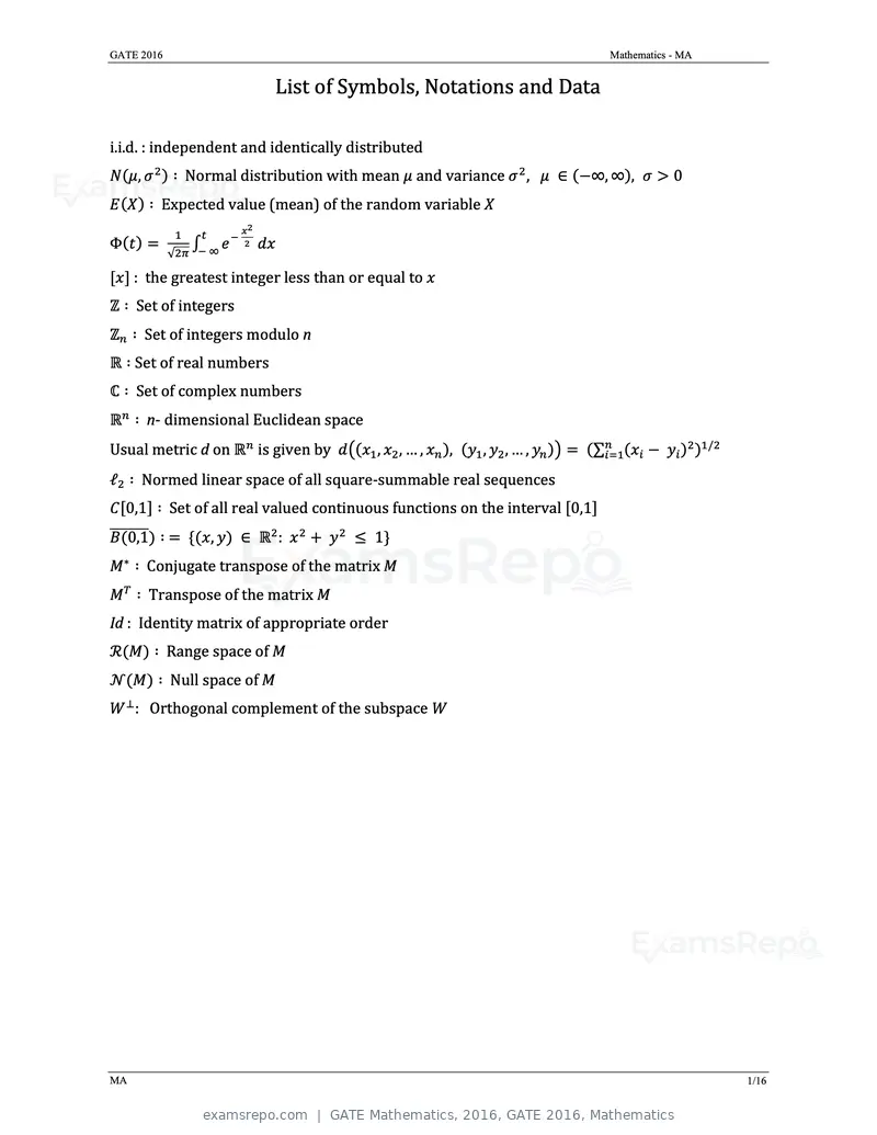 GATE Mathematics 2016 question paper, GATE 2016, Mathematics, page 4 of 21