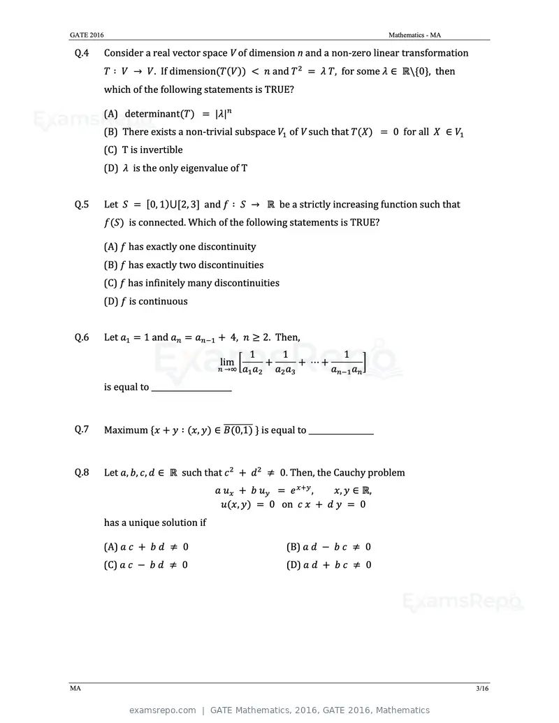 GATE Mathematics 2016 question paper, GATE 2016, Mathematics, page 6 of 21