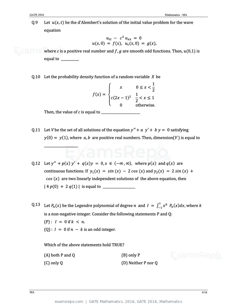 GATE Mathematics 2016 question paper, GATE 2016, Mathematics, page 7 of 21
