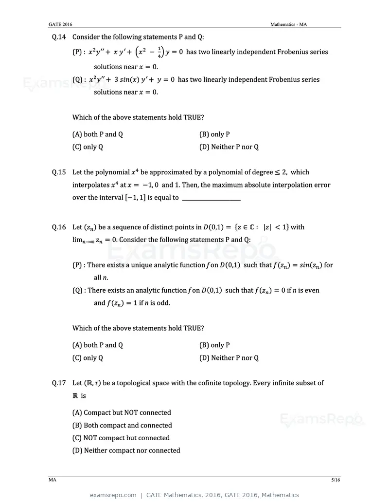 GATE Mathematics 2016 question paper, GATE 2016, Mathematics, page 8 of 21