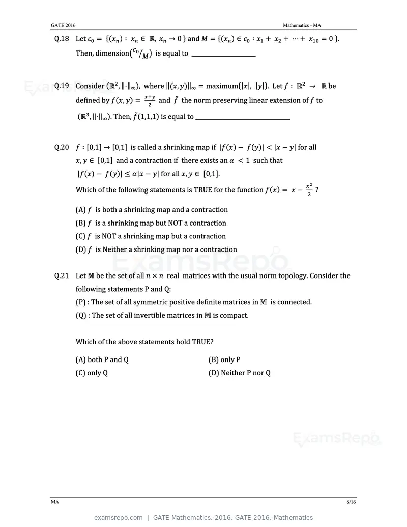 GATE Mathematics 2016 question paper, GATE 2016, Mathematics, page 9 of 21