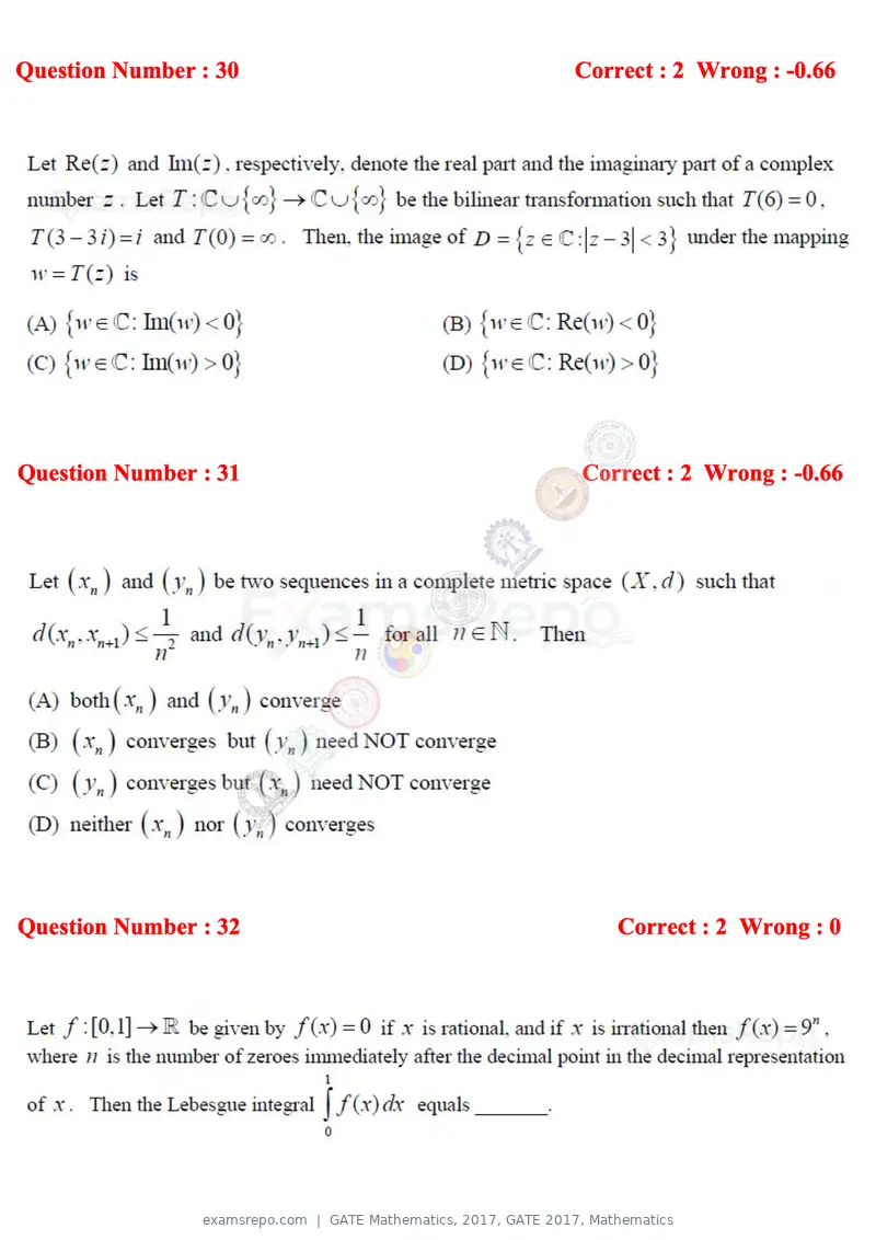 GATE Mathematics 2017 question paper, GATE 2017, Mathematics, page 10 of 22