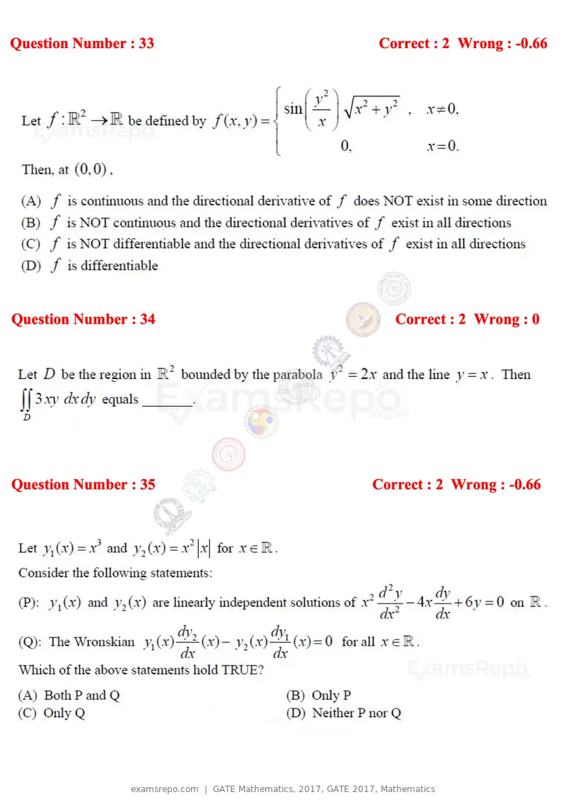 GATE Mathematics 2017 question paper, GATE 2017, Mathematics, page 11 of 22