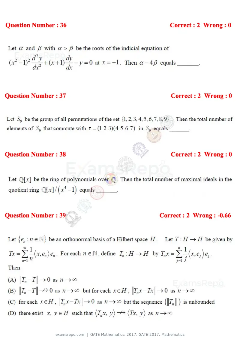 GATE Mathematics 2017 question paper, GATE 2017, Mathematics, page 12 of 22