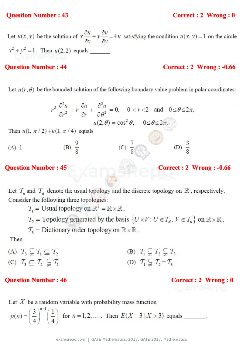 GATE Mathematics 2017 question paper, GATE 2017, Mathematics, page 14 of 22