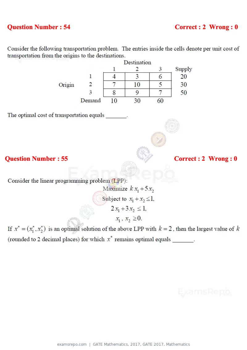 GATE Mathematics 2017 question paper, GATE 2017, Mathematics, page 17 of 22