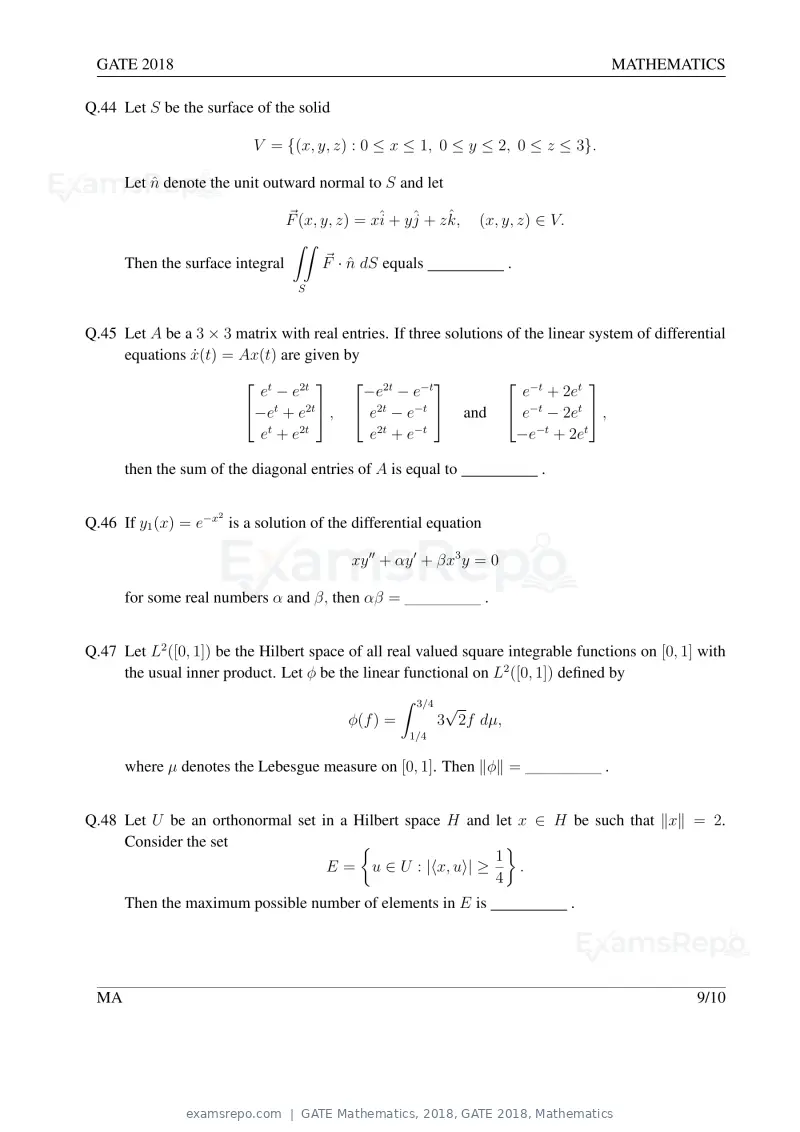 GATE Mathematics 2018 question paper, GATE 2018, Mathematics, page 12 of 16