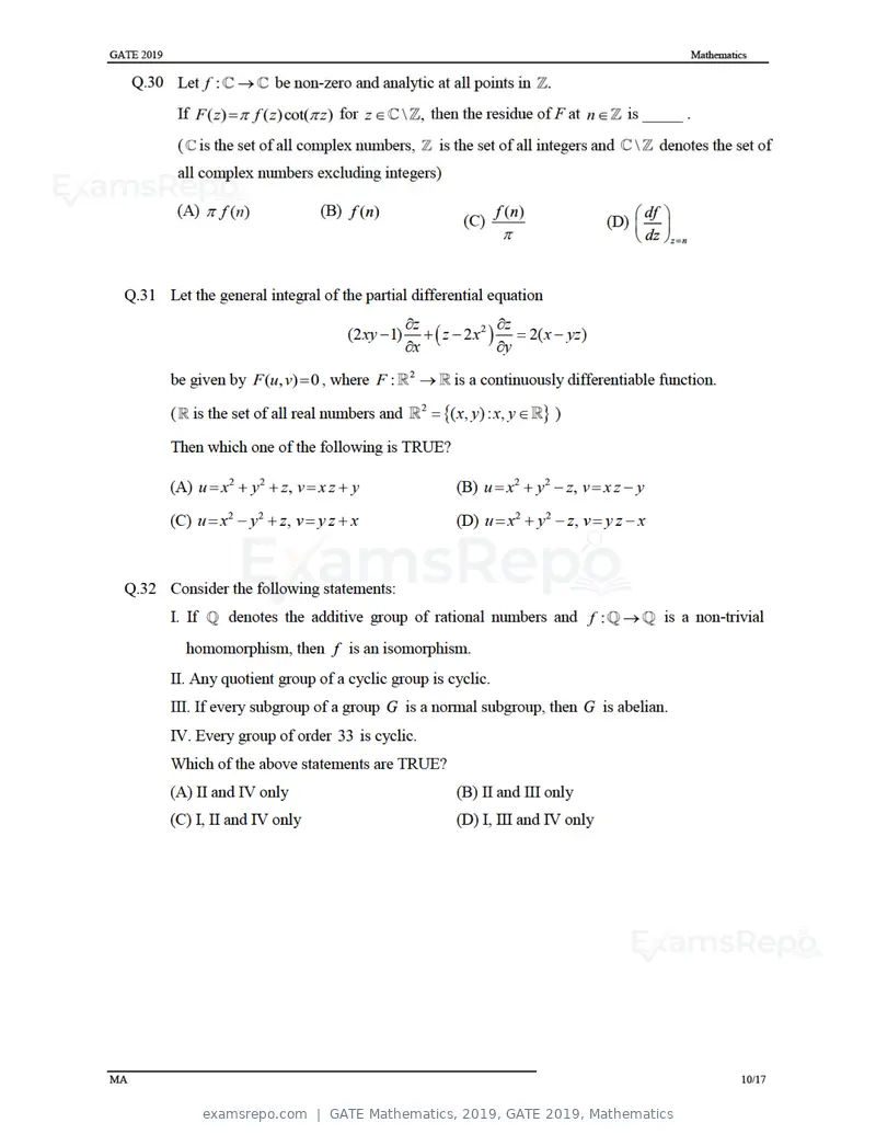 GATE Mathematics 2019 question paper, GATE 2019, Mathematics, page 13 of 23
