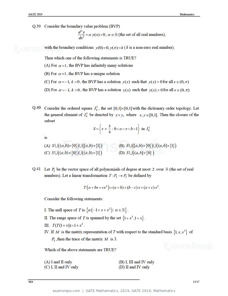 GATE Mathematics 2019 question paper, GATE 2019, Mathematics, page 16 of 23