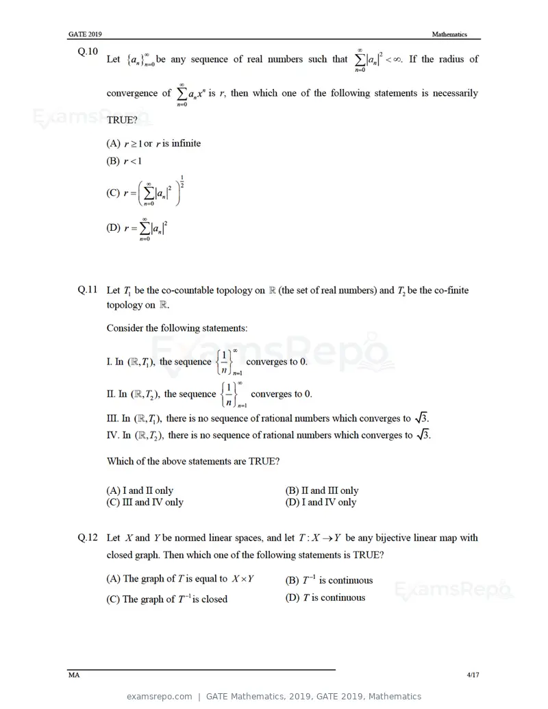 GATE Mathematics 2019 question paper, GATE 2019, Mathematics, page 7 of 23