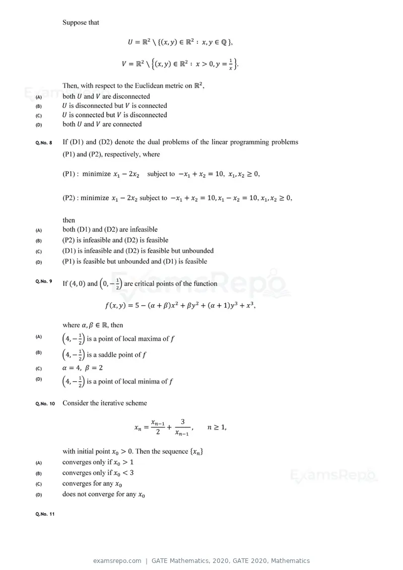 GATE Mathematics 2020 question paper, GATE 2020, Mathematics, page 5 of 17