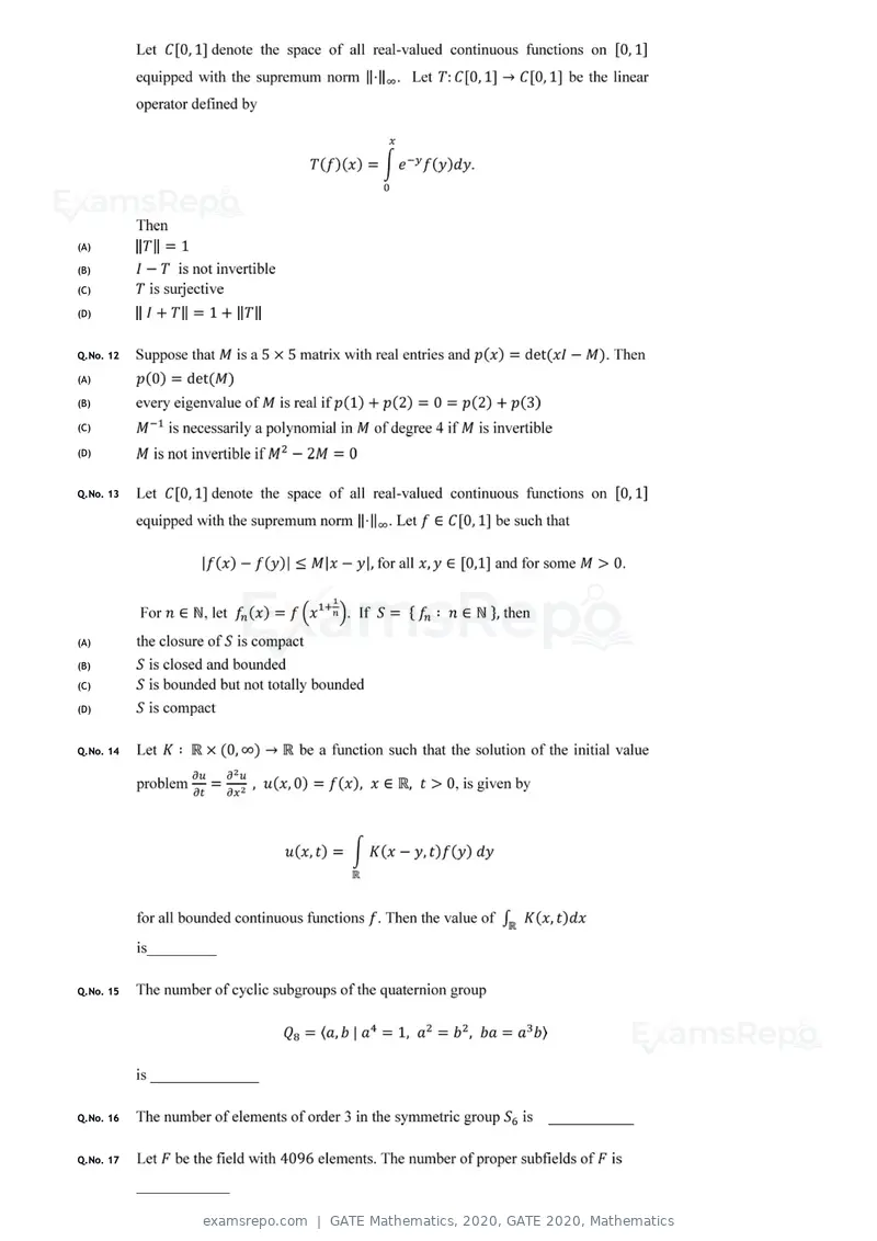 GATE Mathematics 2020 question paper, GATE 2020, Mathematics, page 6 of 17