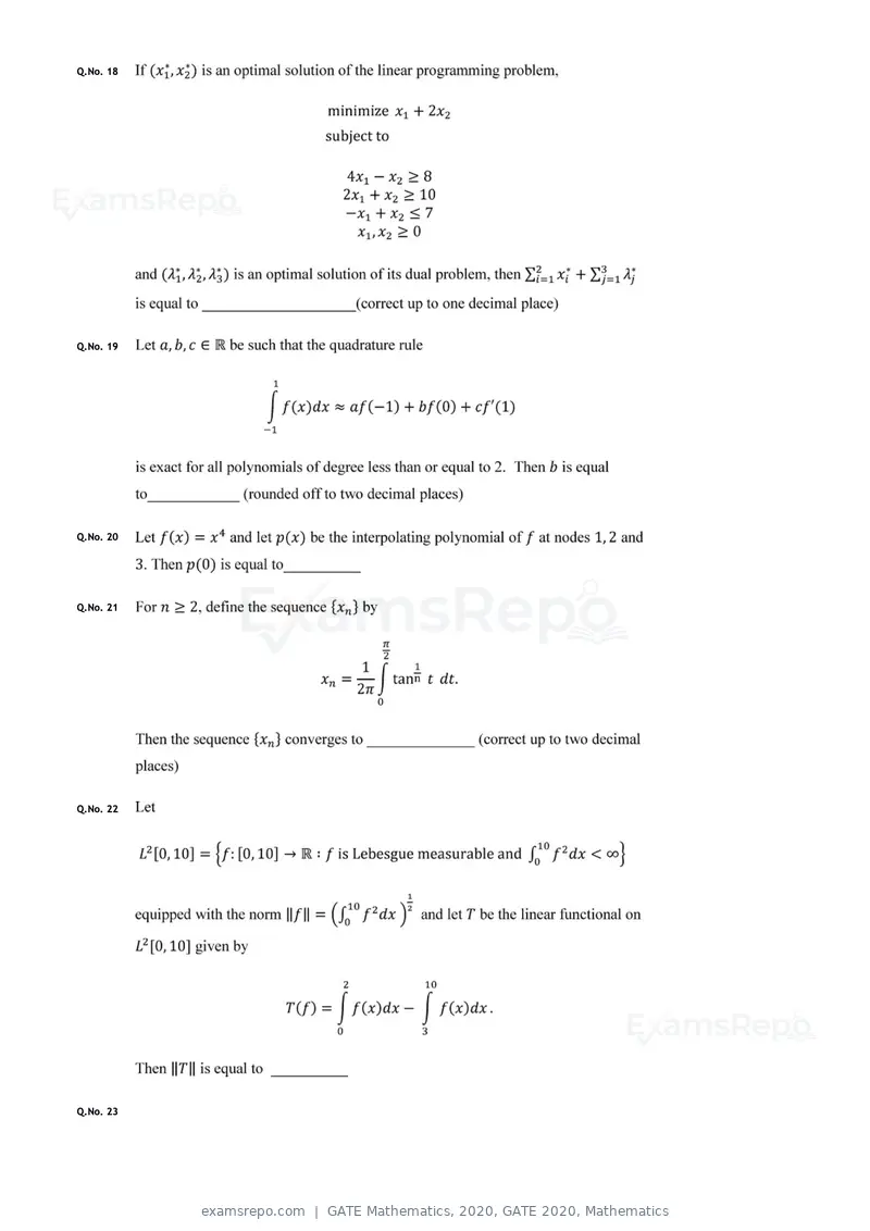 GATE Mathematics 2020 question paper, GATE 2020, Mathematics, page 7 of 17